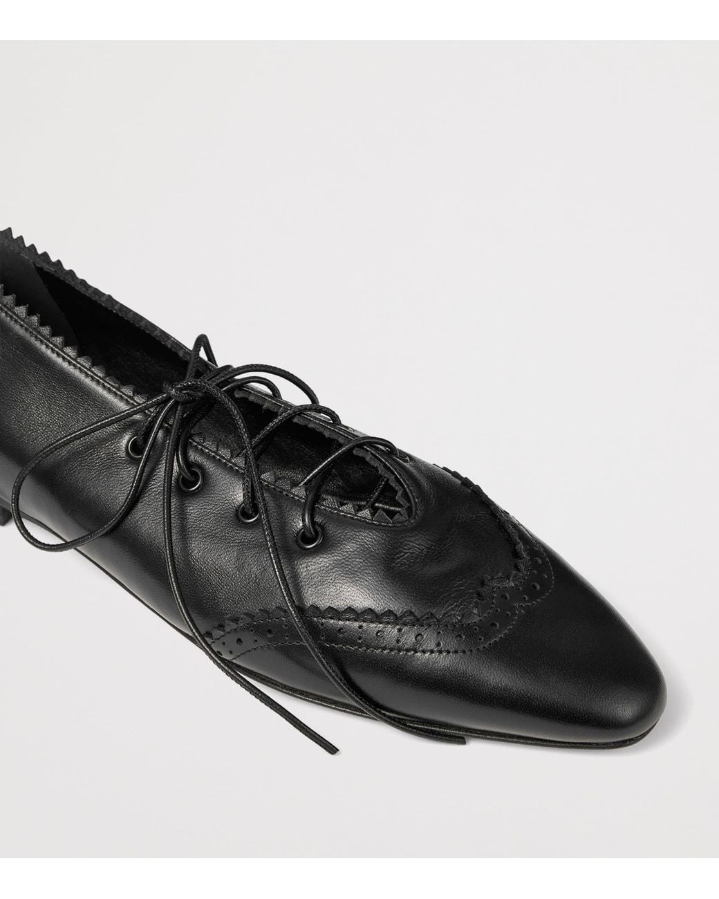 Jimmy Choo Black Margot Leather Lace-Up Flats