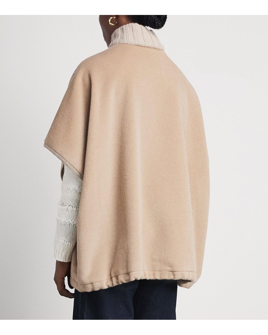 Fabiana Filippi Natural Merino Wool-Blend High-Neck Cape