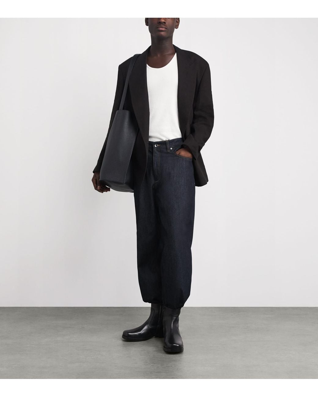 Studio Nicholson Black Leather Square-Toe Boots for men