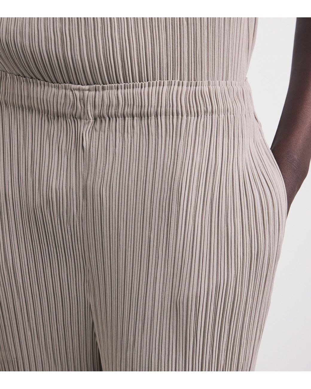 Issey Miyake Gray Hatching Pleats Straight Leg Trousers