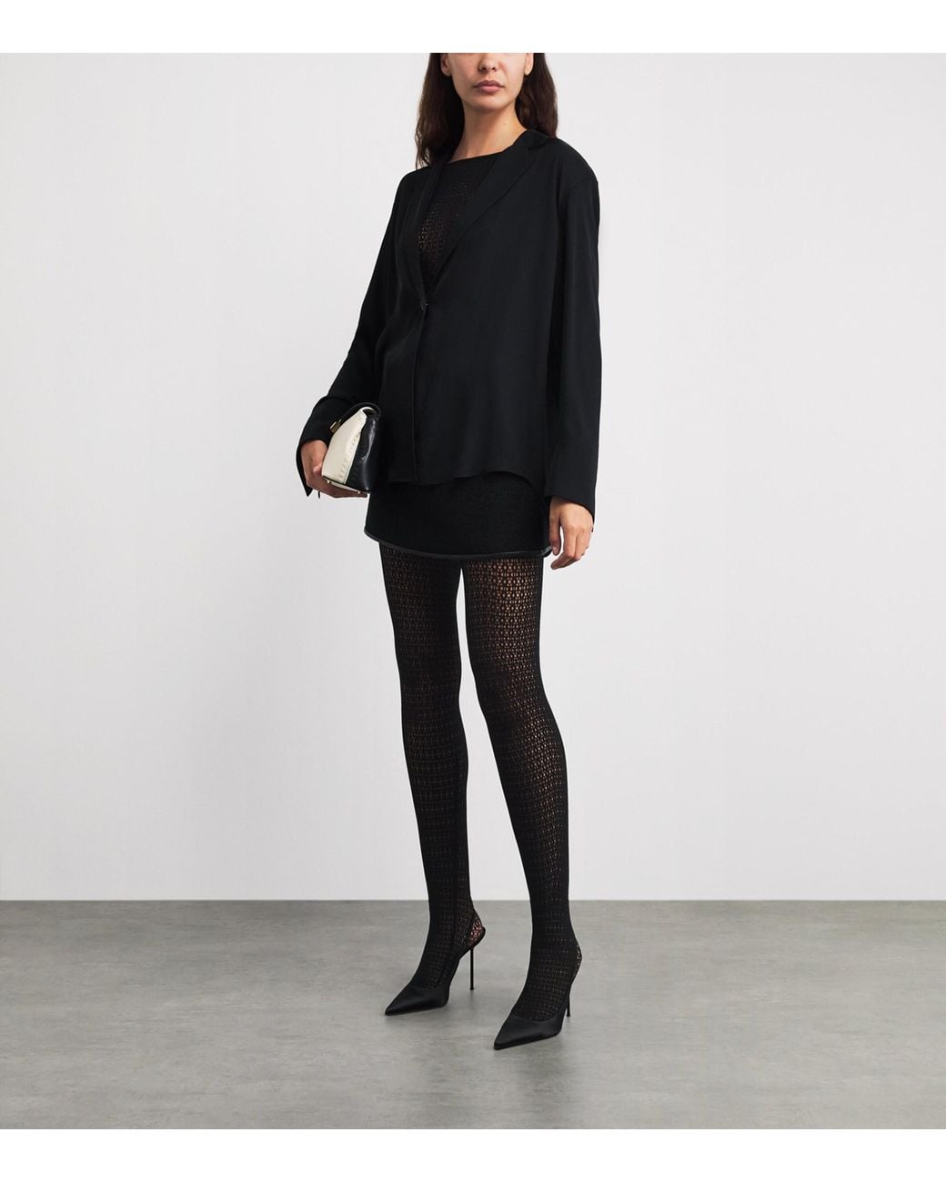 Wolford Gray Net Daisy Catsuit