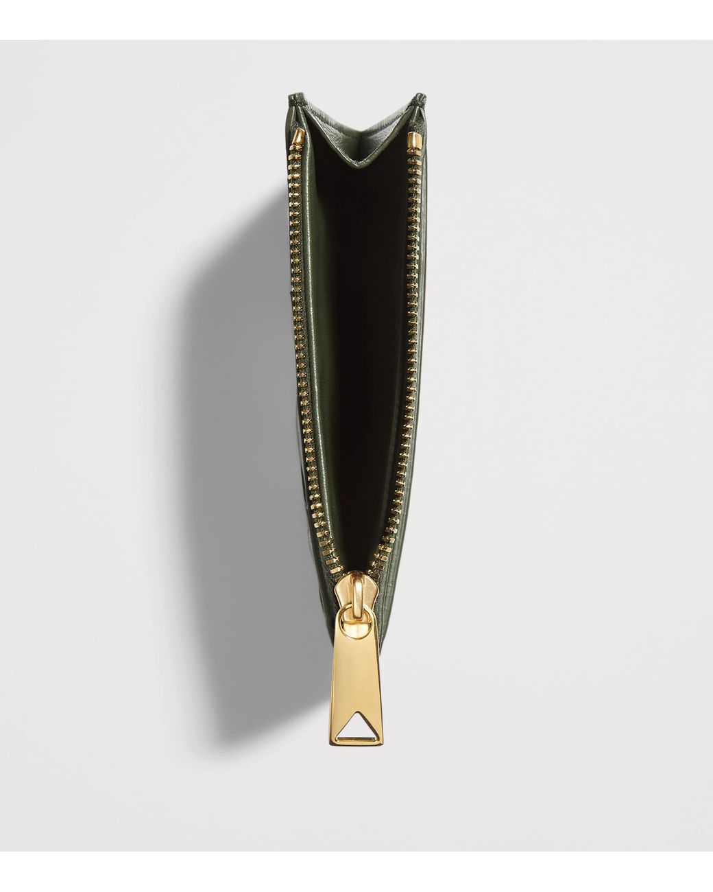 Bottega Veneta Green Leather Intrecciato Zipped Card Holder