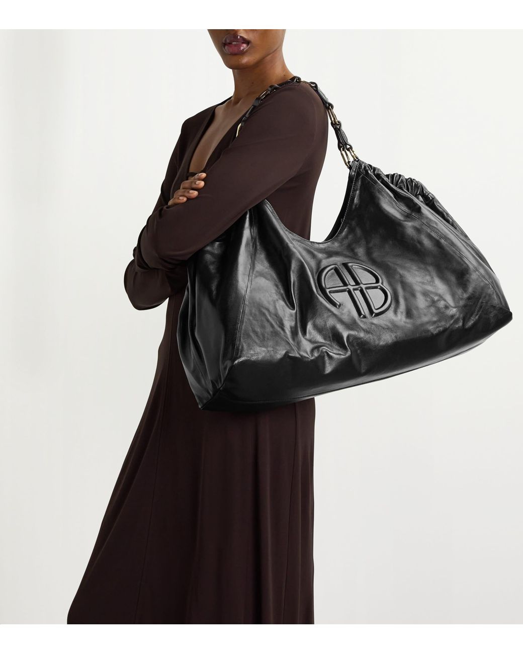 Anine Bing Black Leather Kate Tote Bag