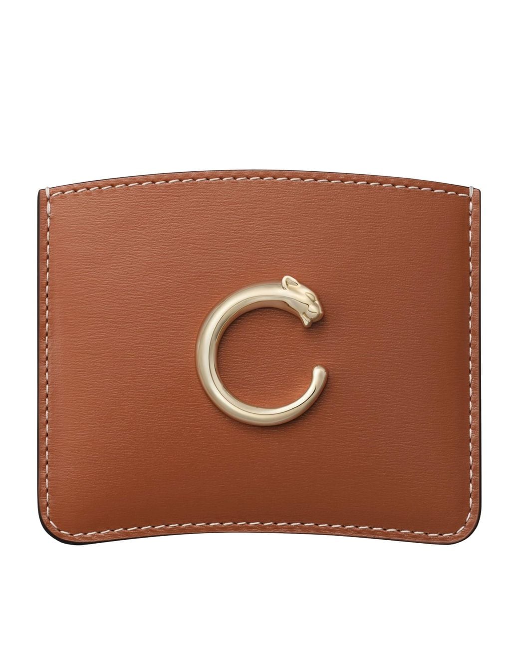 Cartier Brown Leather Panthère De Card Holder