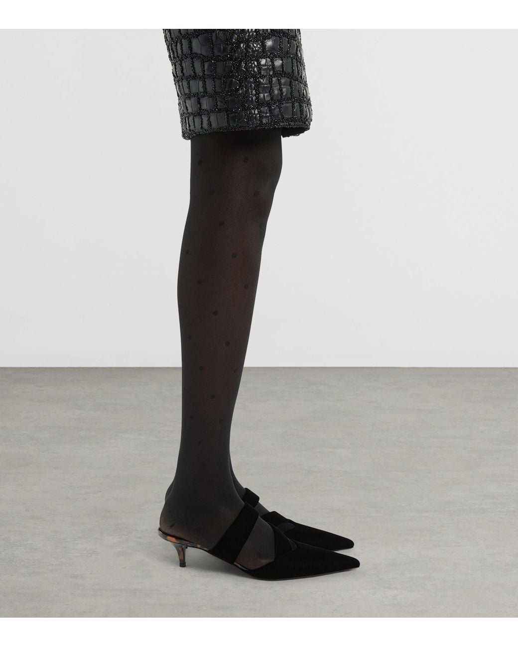 Balmain Black Velvet Heeled Mules 45