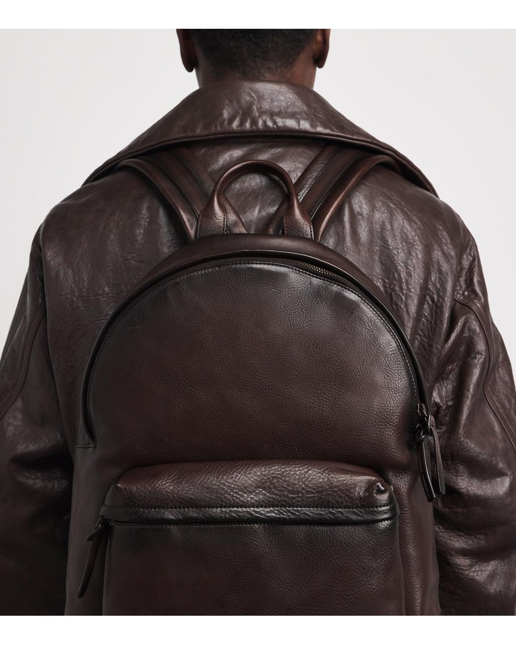 Officine Creative Black Leather Pack Backpack for men