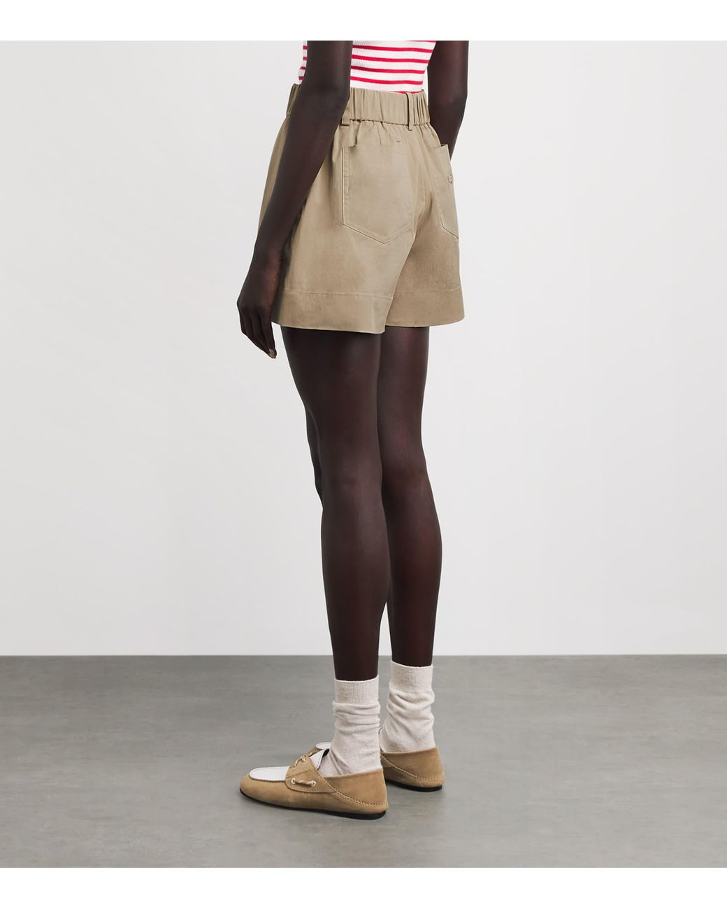Maje Natural Cotton-Blend Belted Shorts