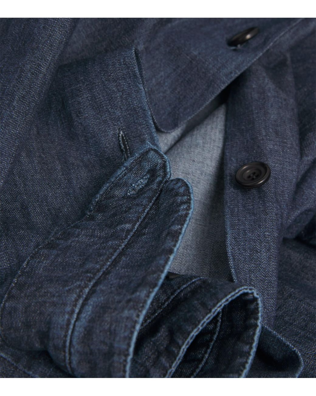 Eskandar Blue Denim Double Stand-Collar Shirt