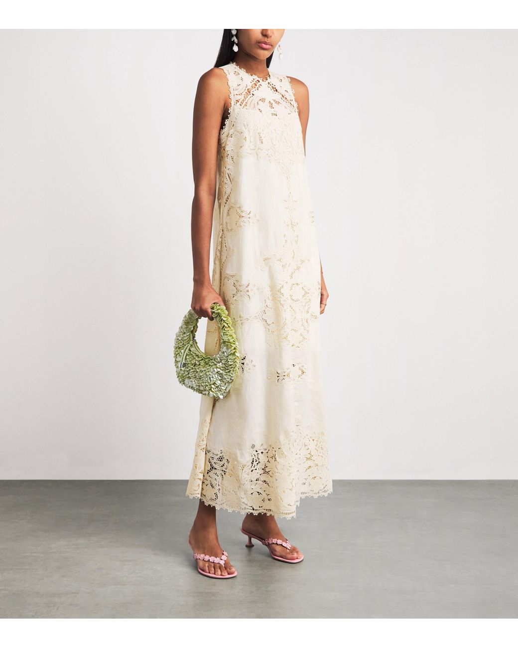 Ulla Johnson White Linen Embroidered Coralite Midi Dress