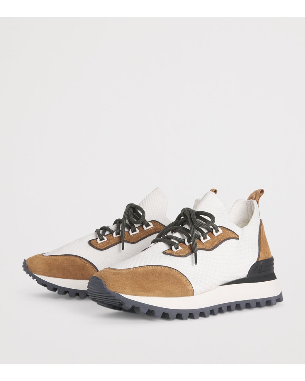 Eleventy White Leather Mesh Sneakers