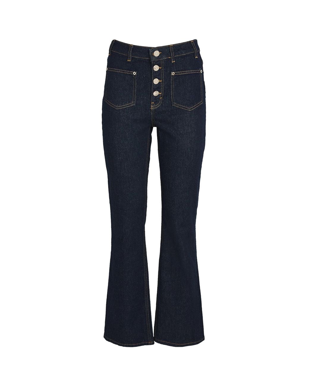 Maje Blue Patch-Pockets Straight-Leg Jeans