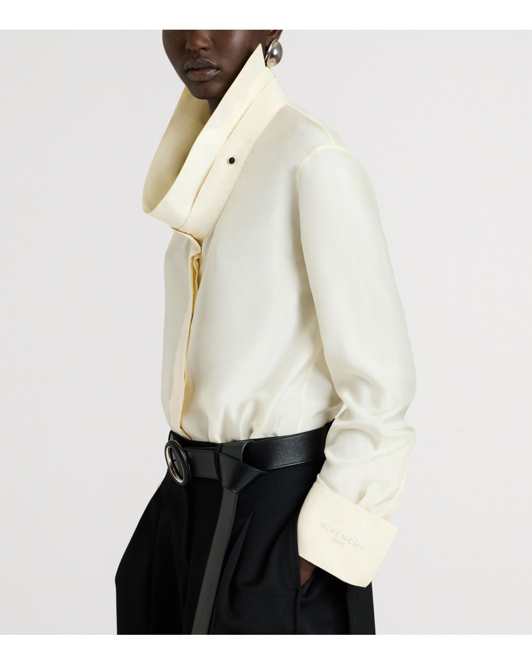 Givenchy White Silk Reverse-Collar Shirt