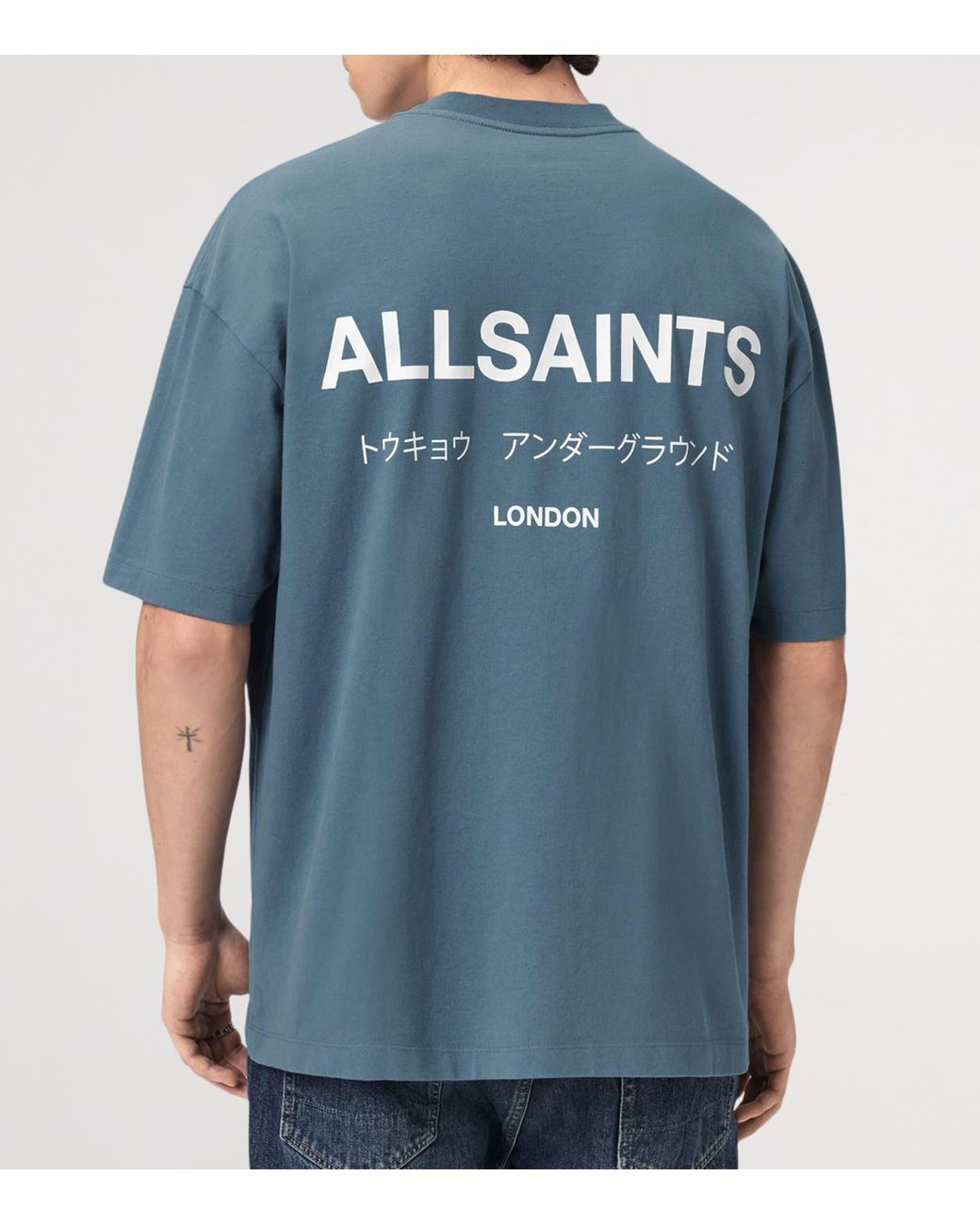 AllSaints Blue Organic Cotton Underground T-Shirt for men