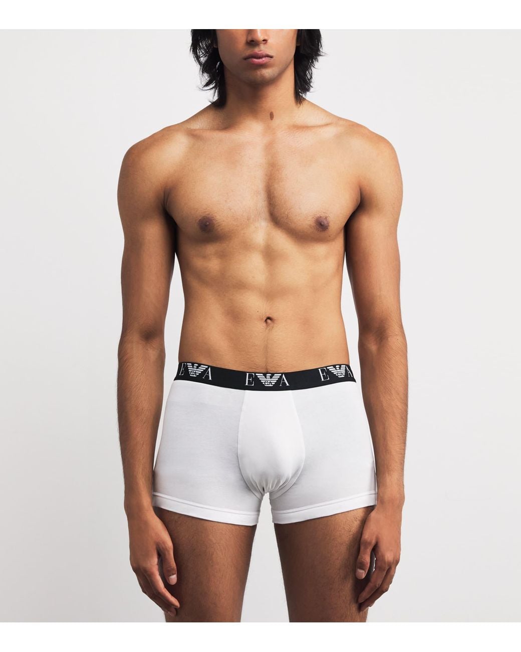 Emporio Armani White Stretch-Cotton Logo Trunks for men