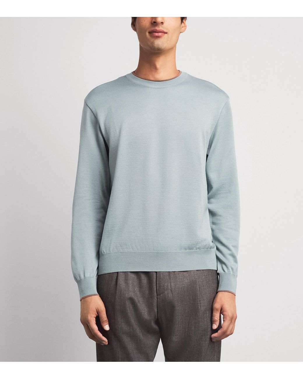 Paul & Shark Blue Virgin Wool-Silk Crew-Neck Sweater for men