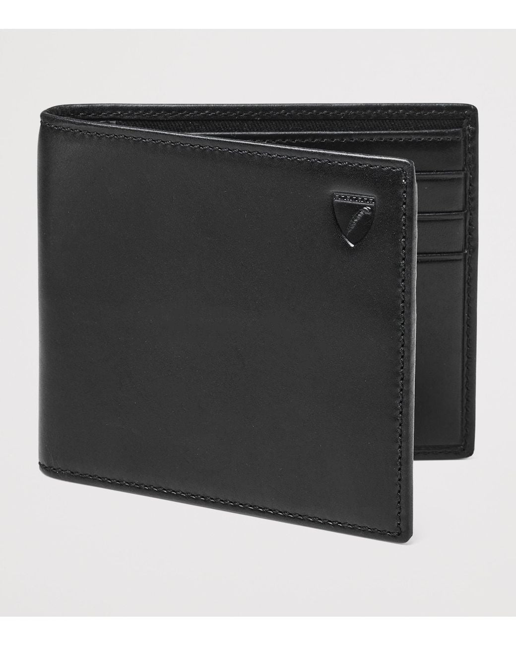 Aspinal Black Leather Bifold Wallet for men