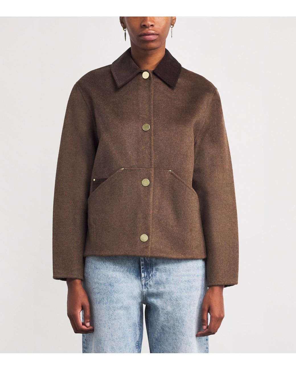 Claudie Pierlot Brown Wool-Blend Barn Jacket