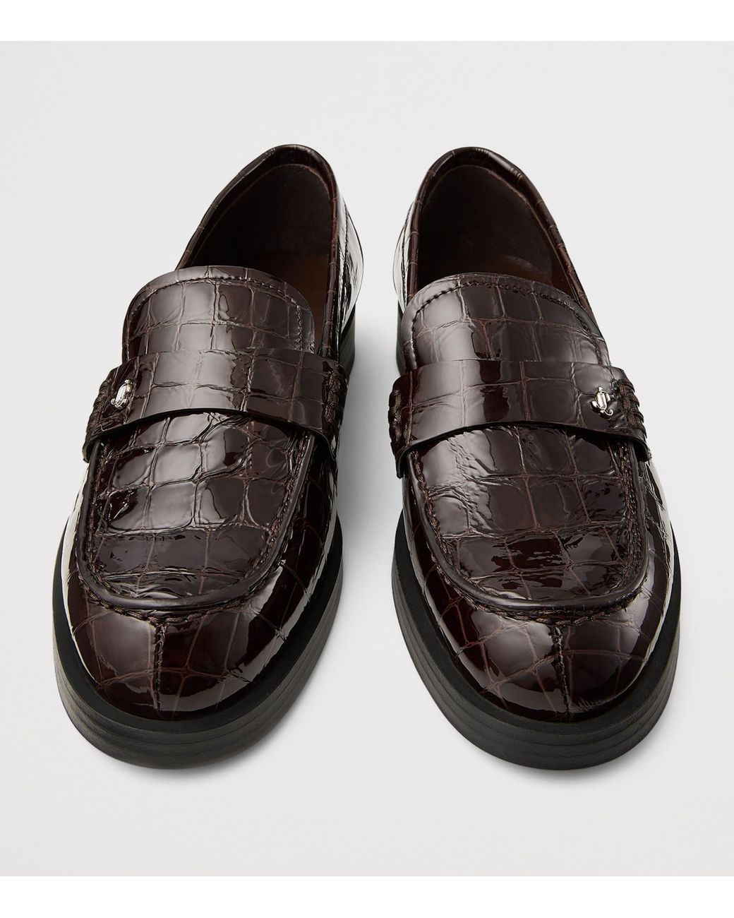 Jimmy Choo Brown Ivy Croc-Embossed Leather Loafers