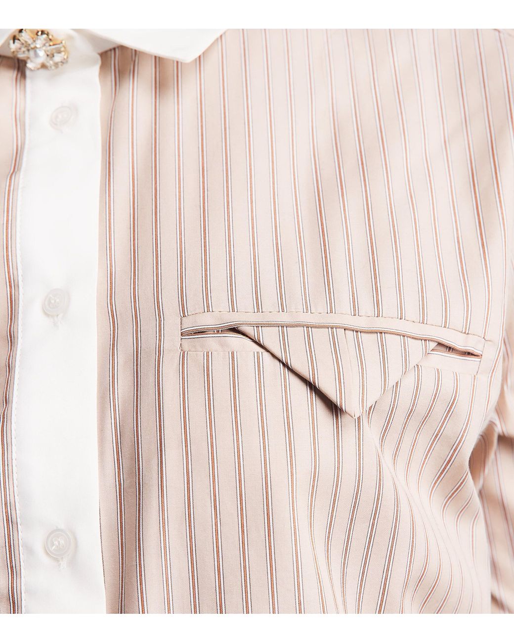 Sandro Pink Cotton Stripe Contrast-Collar Shirt