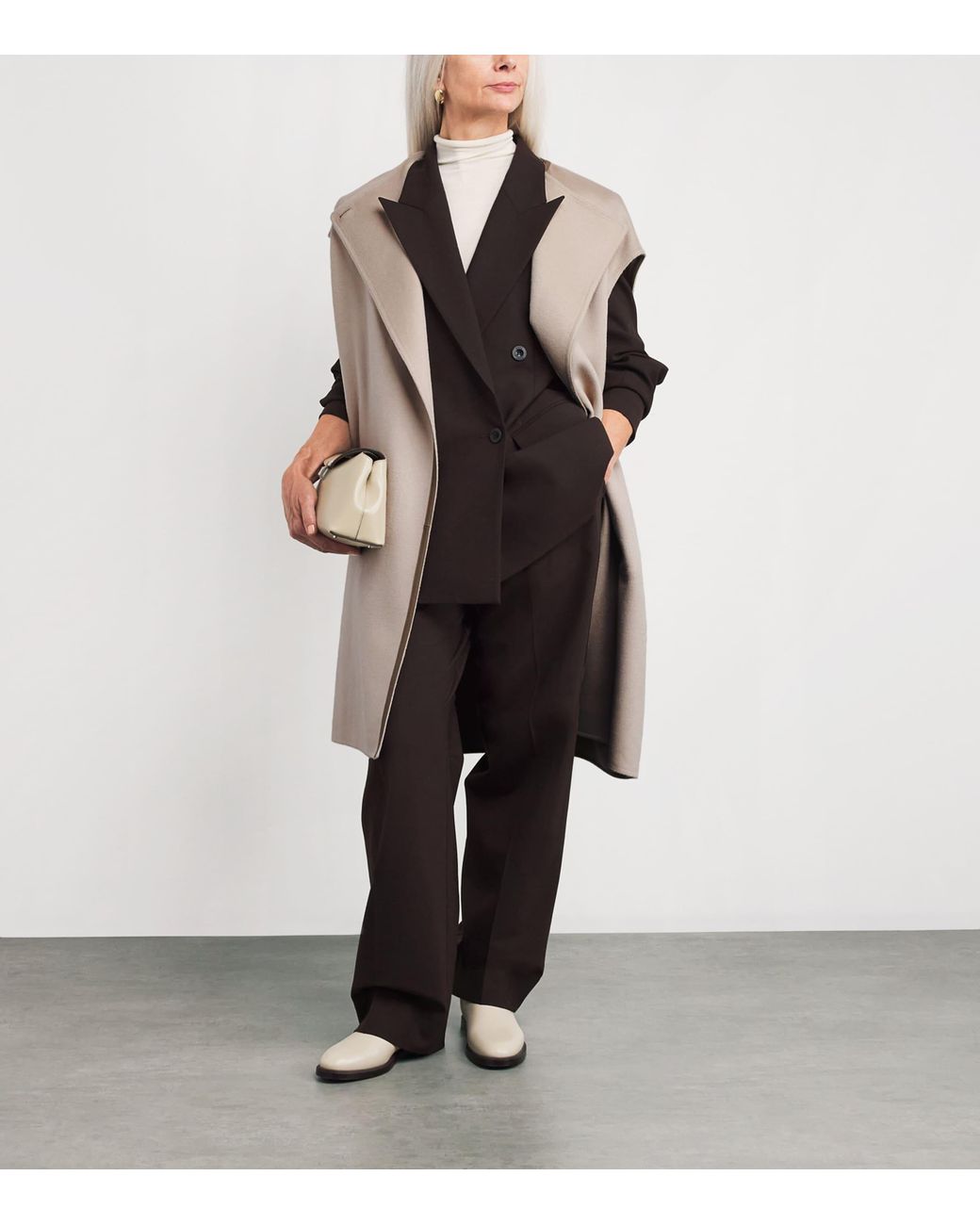 Yves Salomon Natural Wool-Cashmere Long Cape