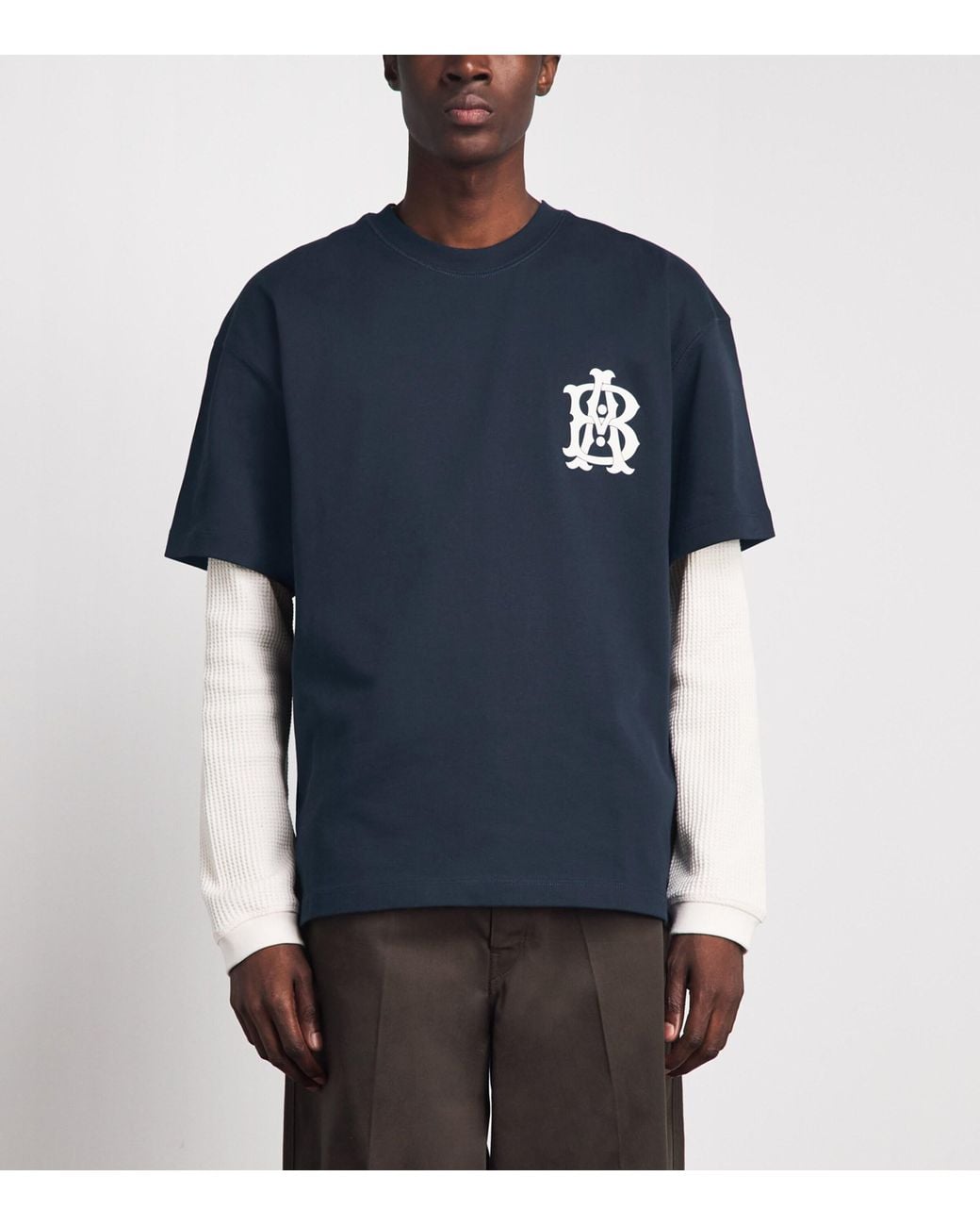 About Blank Blue Oversized Monogram T-Shirt for men