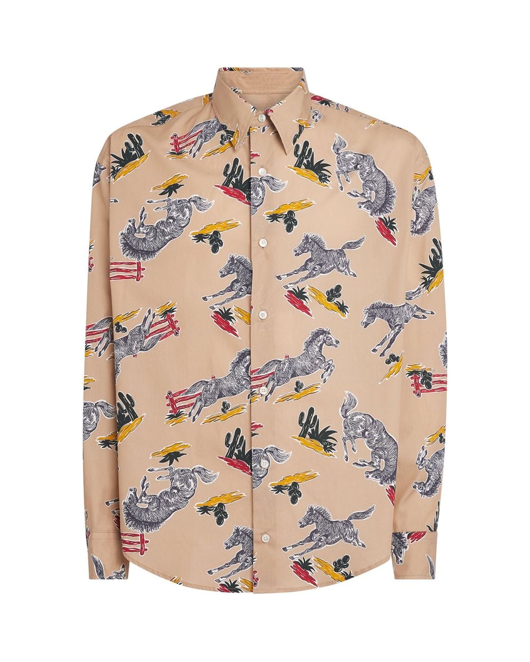 AMI Natural Cotton Horse Print Shirt for men