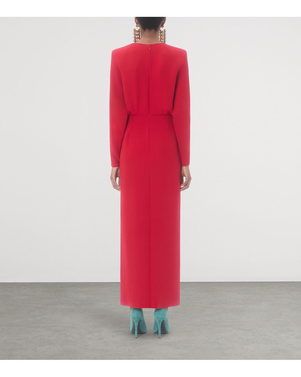 Valentino Red Silk Slit Midi Dress