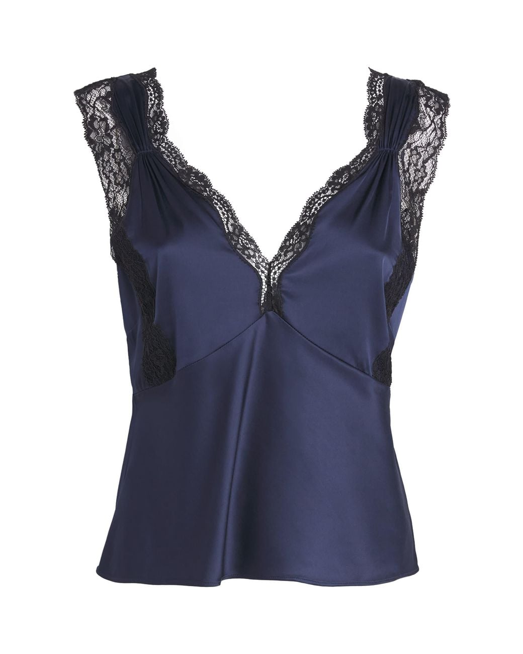 PAIGE Blue Satin Marin Top