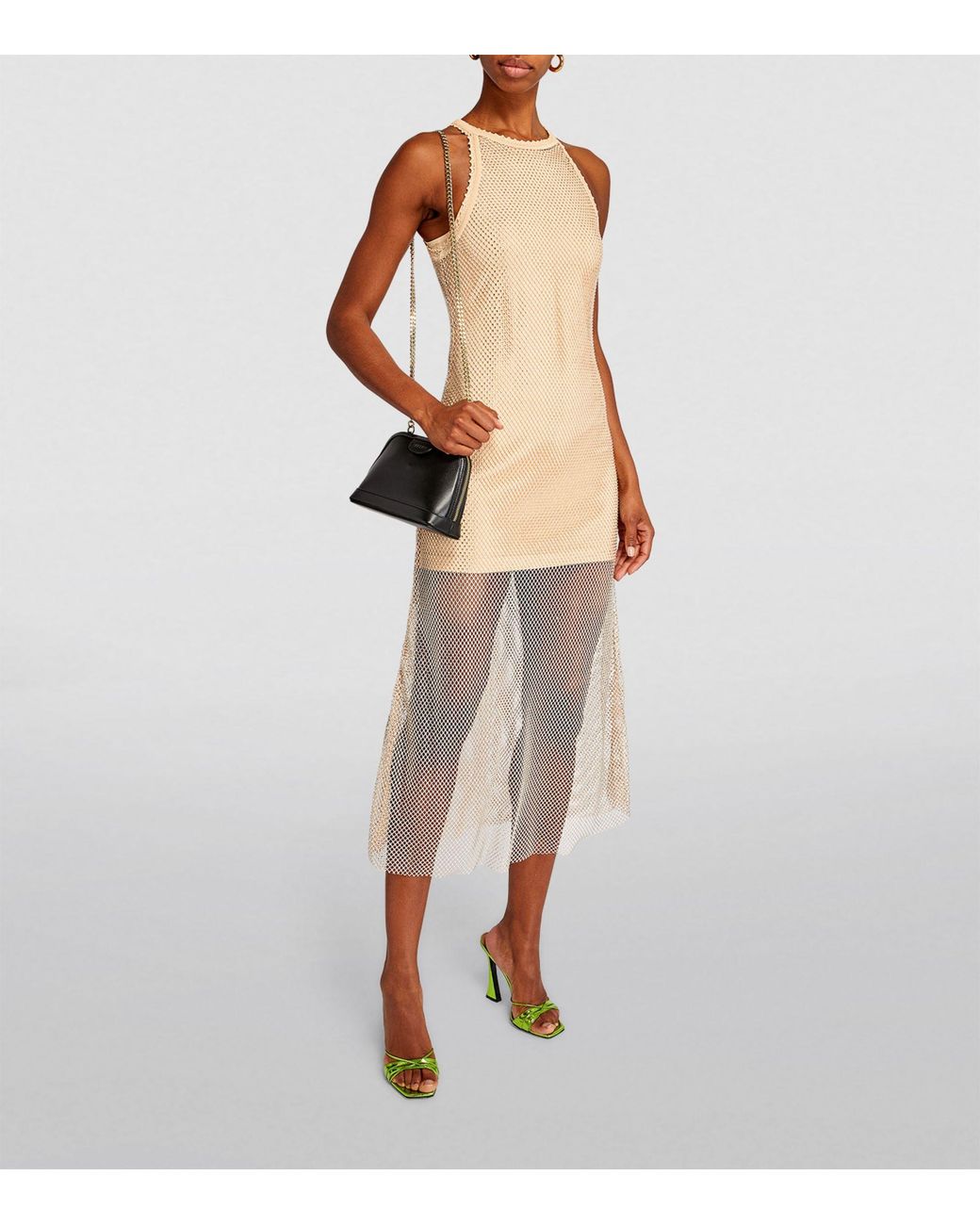 sandro mesh dress Sandro Crystal Mesh Midi Dress in White