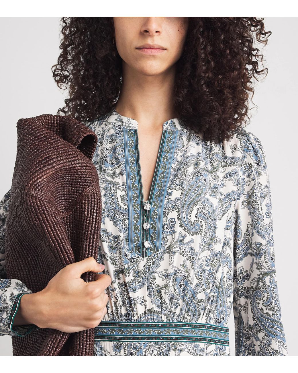 Veronica Beard Gray Silk-Blend Paisley Sama Maxi Dress