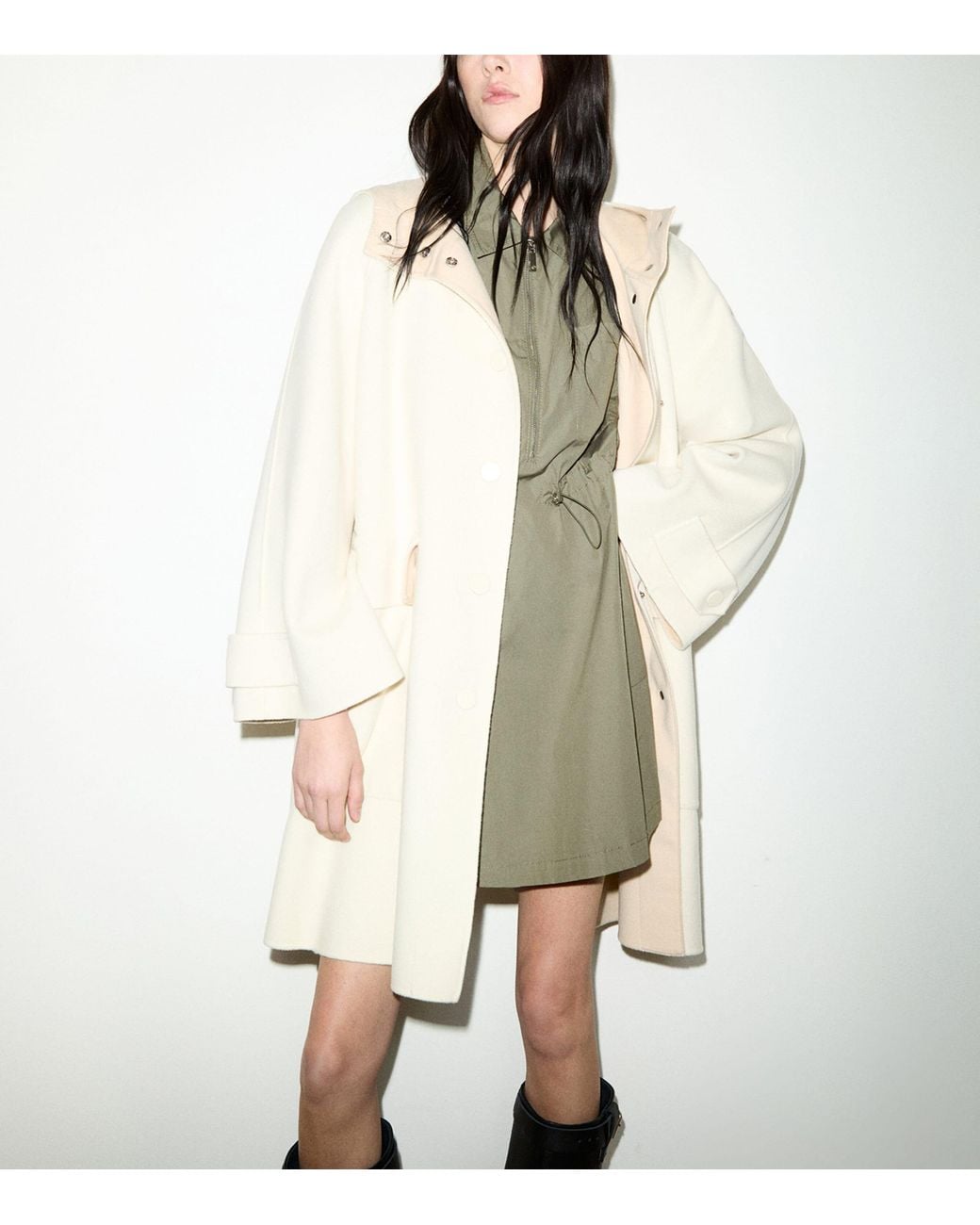 MAX&Co. Natural Wool Hooded Coat