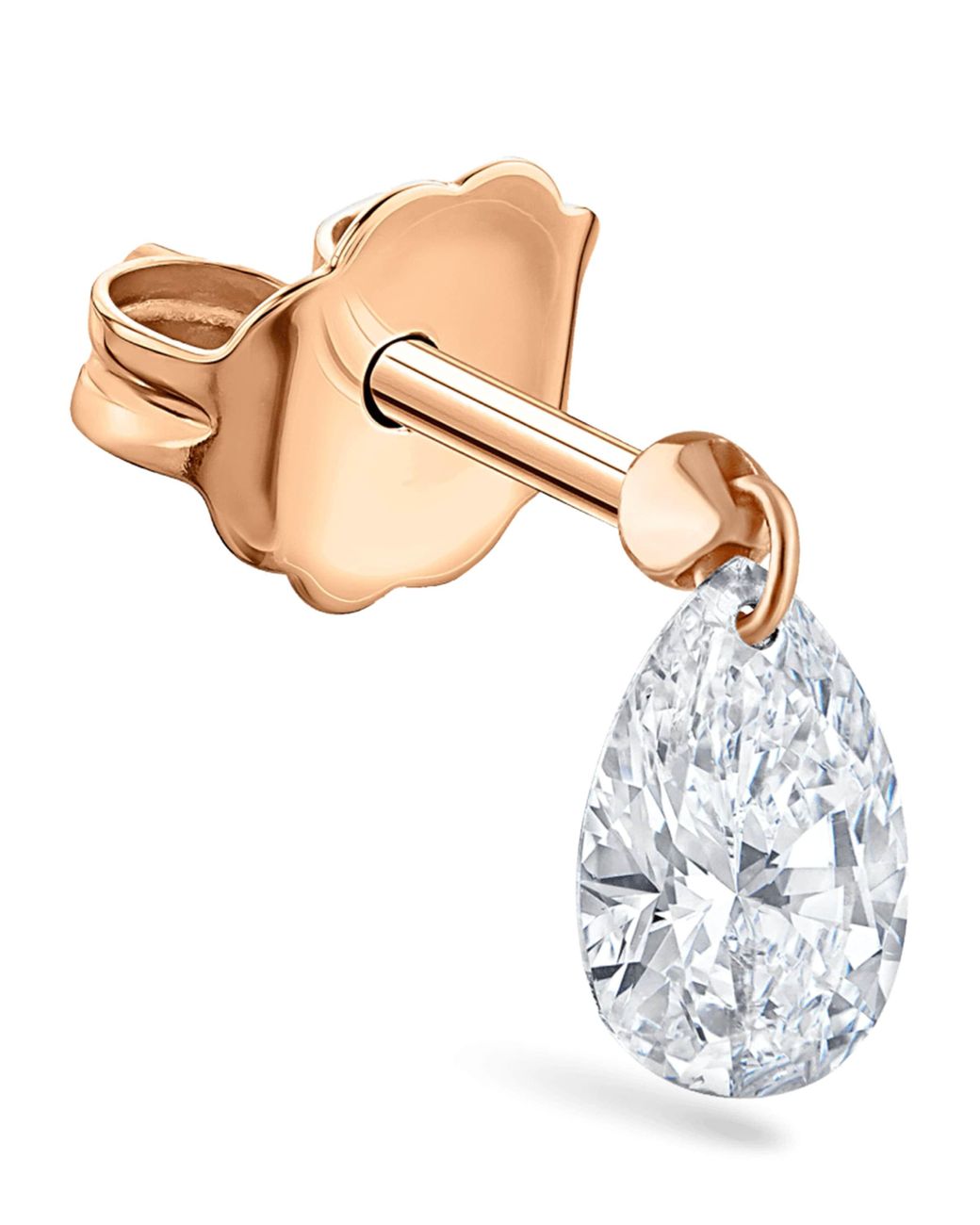 Maria Tash White Floating Pear Diamond Charm Single Stud Earring