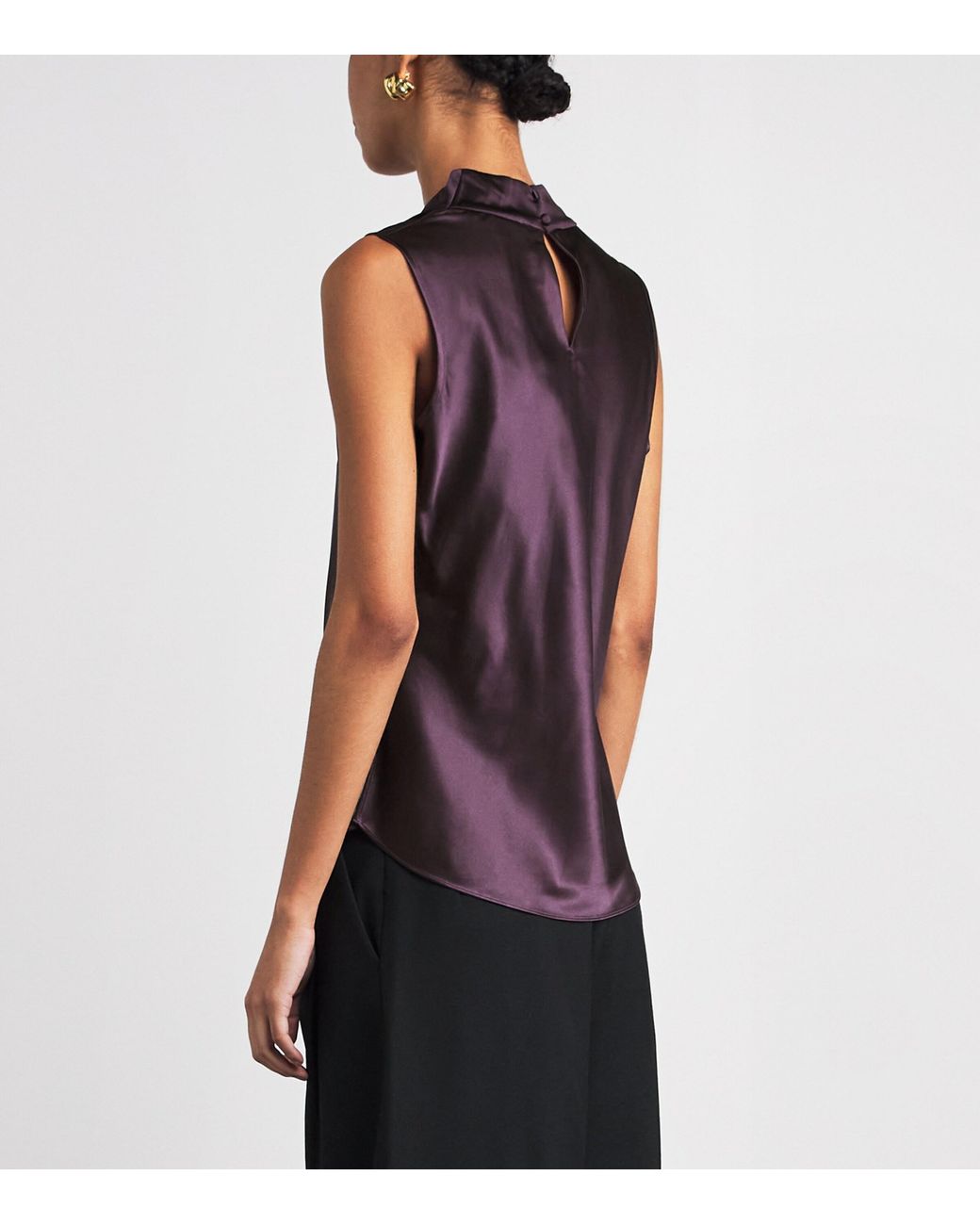 Veronica Beard Purple Silk-Blend Sleeveless Tam Blouse