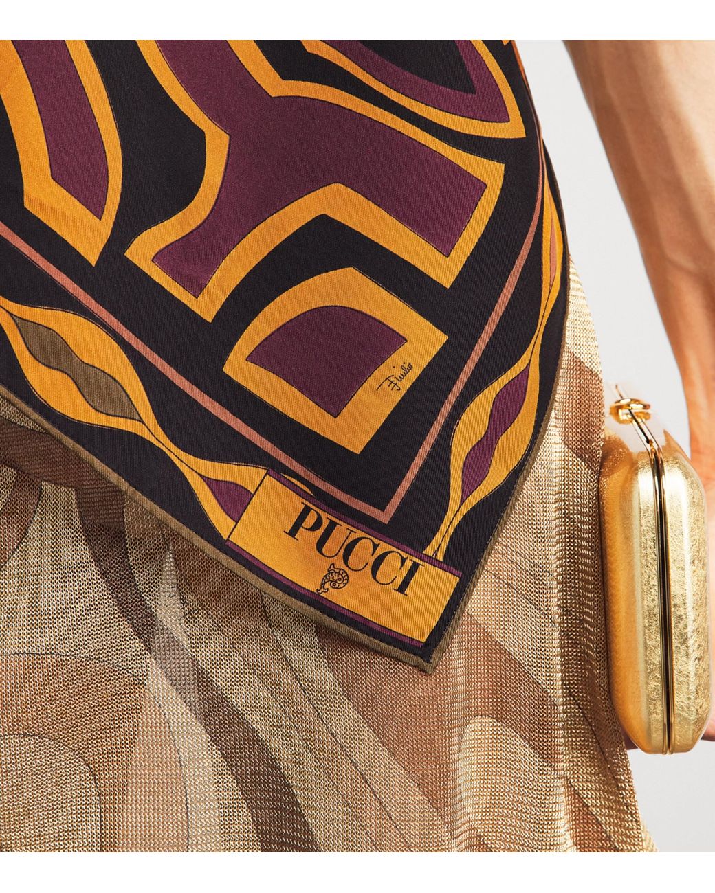 Emilio Pucci Brown Silk Labirinto Print Chain Blouse