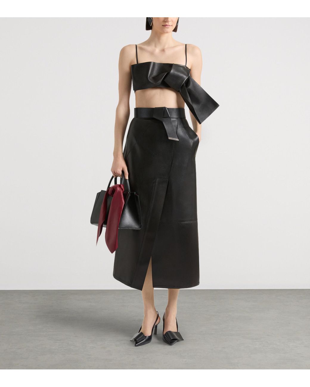 Givenchy Black Leather Bow Bra Crop Top