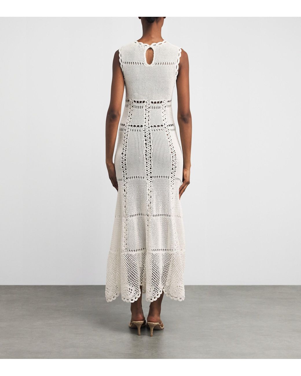 Erdem White Cotton Crochet Maxi Dress