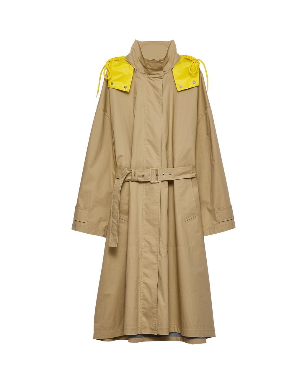 Prada Natural Cotton Belted Trench Coat