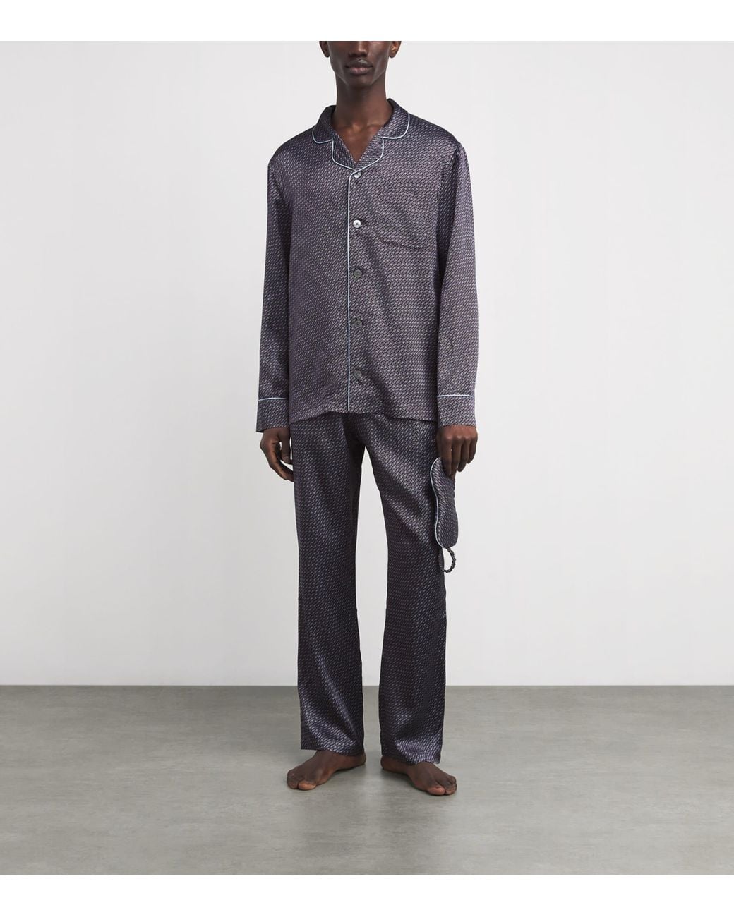 Harrods Blue Silk Snaffle Print Pyjama Set for men