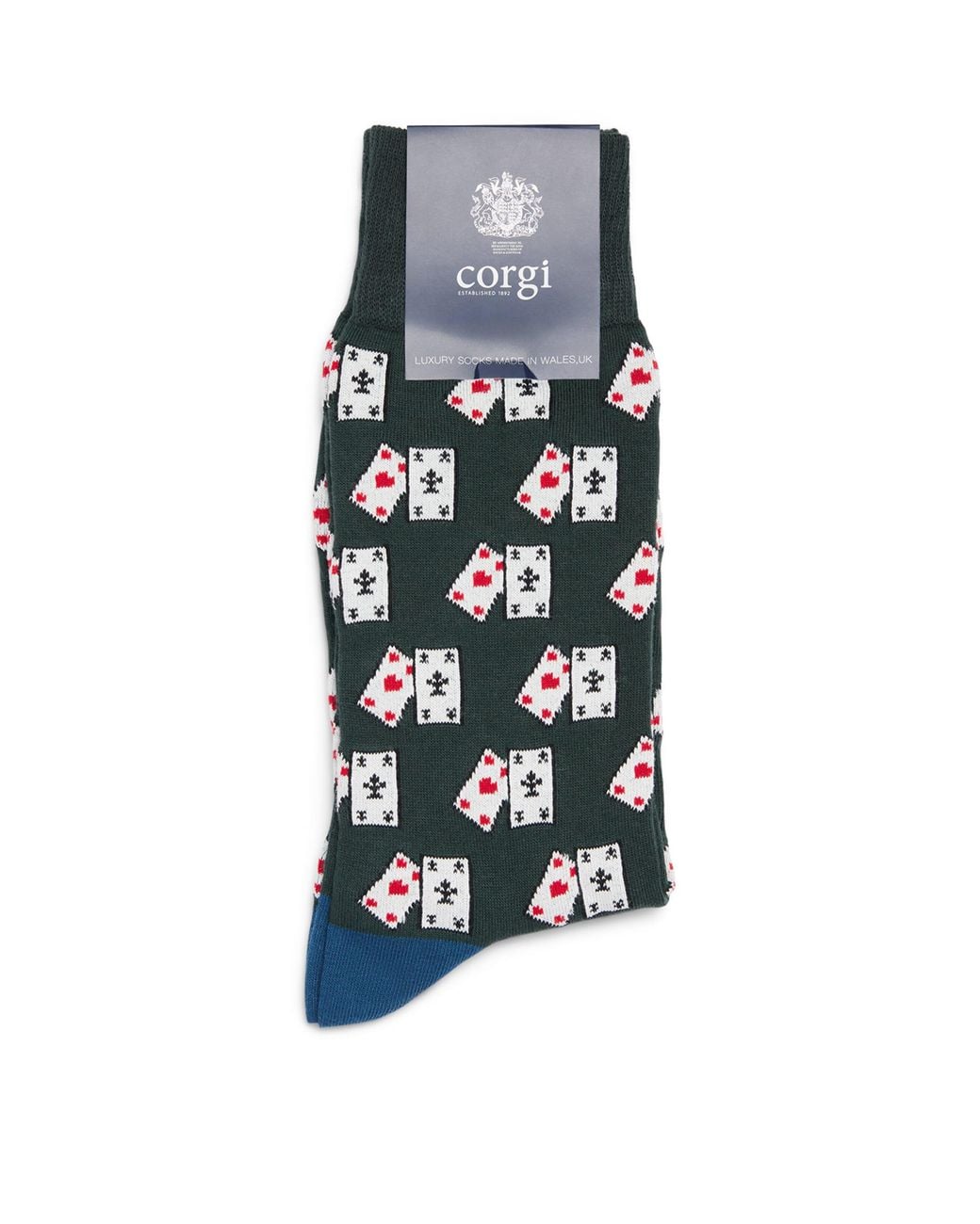 Corgi Green Jacquard Playing Card Socks for men