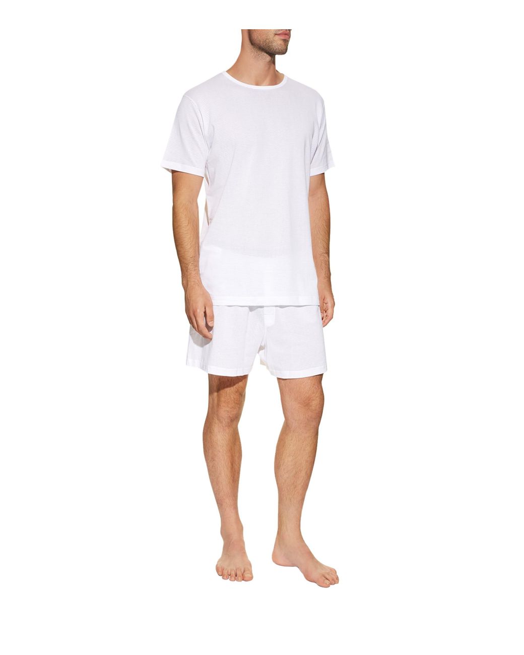 Sunspel White Cellular Cotton T-Shirt for men