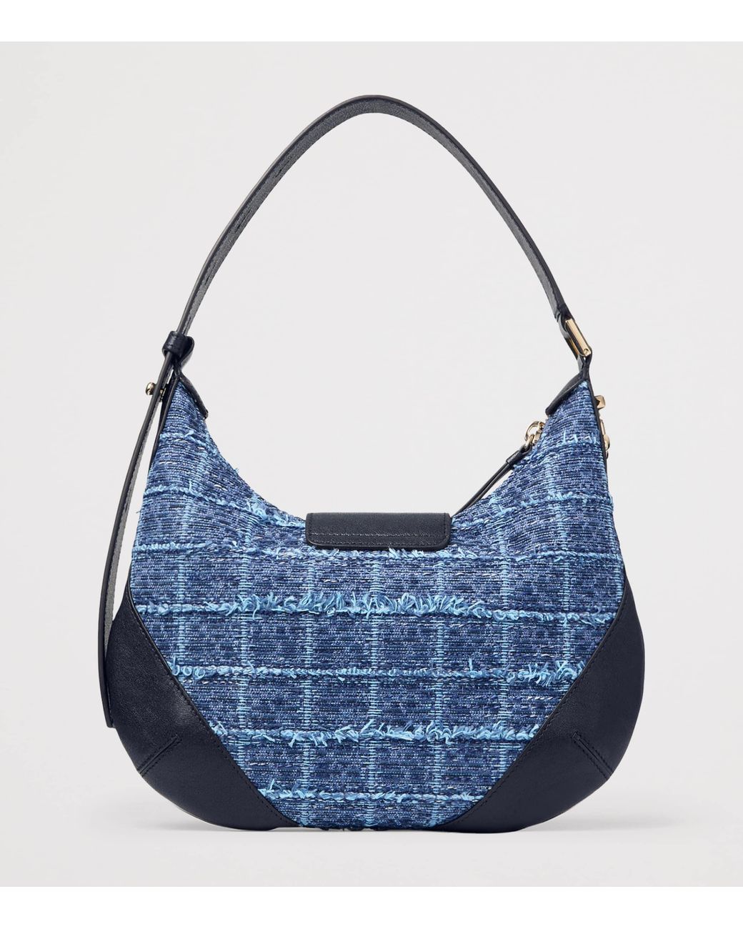 Jimmy Choo Blue Leather-Denim Bar Shoulder Bag