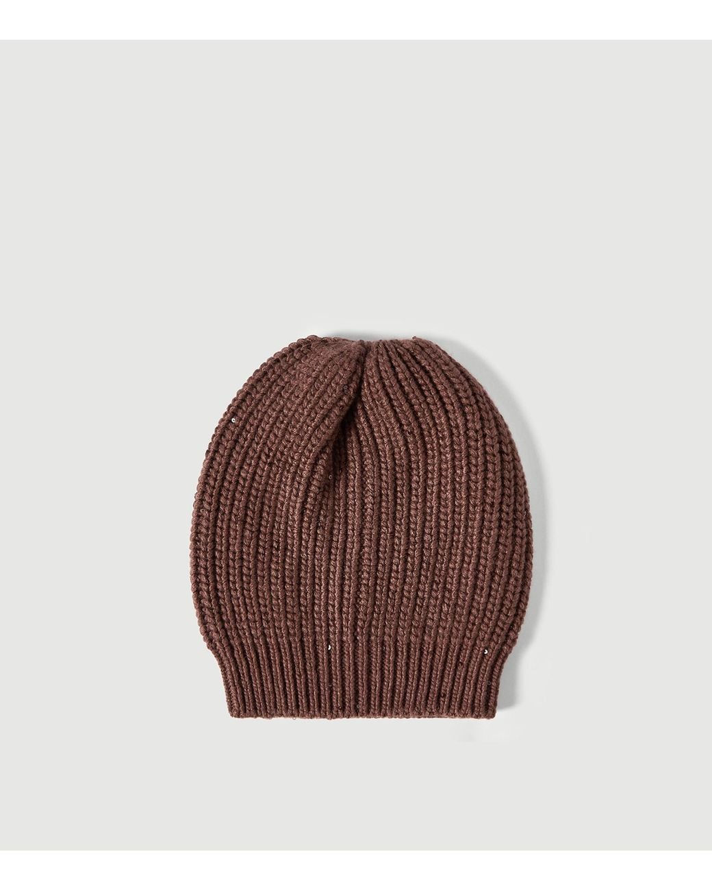 Brunello Cucinelli Brown Silk-Cashmere Embellished Beanie