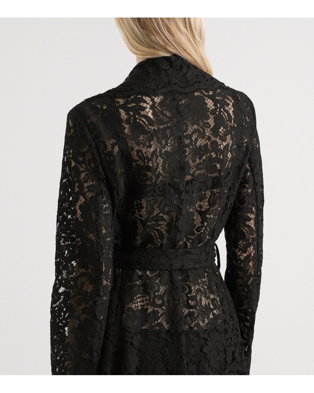 Dolce & Gabbana Black Lace Wrap Coat