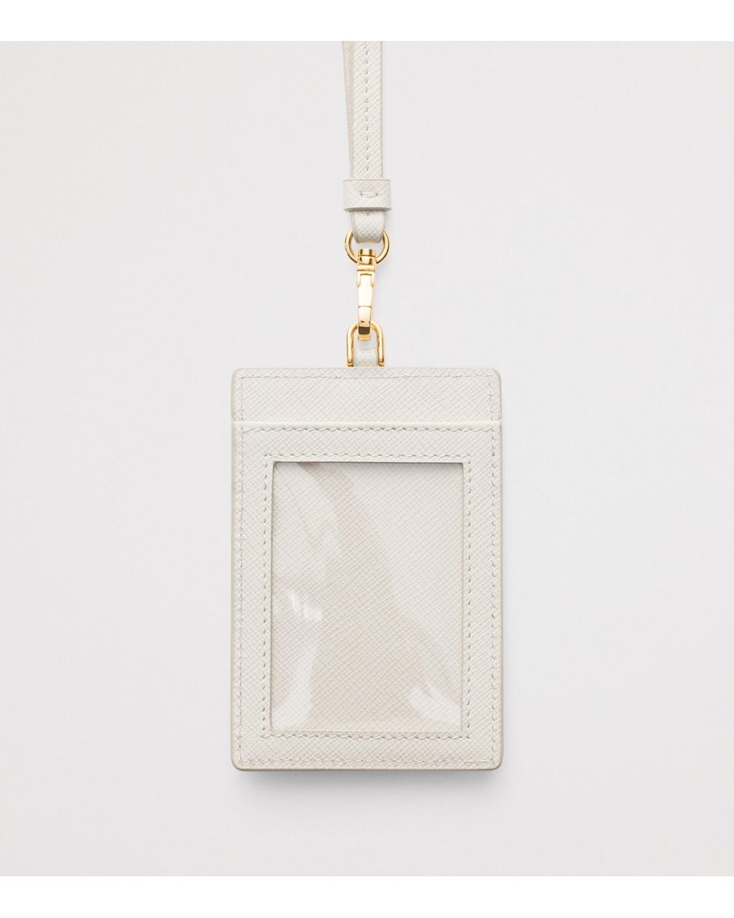 Prada White Saffiano Leather Luggage Tag
