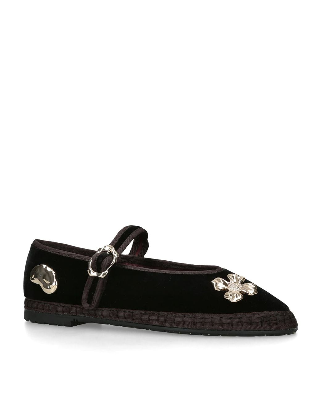 Flabelus Black Velvet Mae Pierre Mary Jane Flats