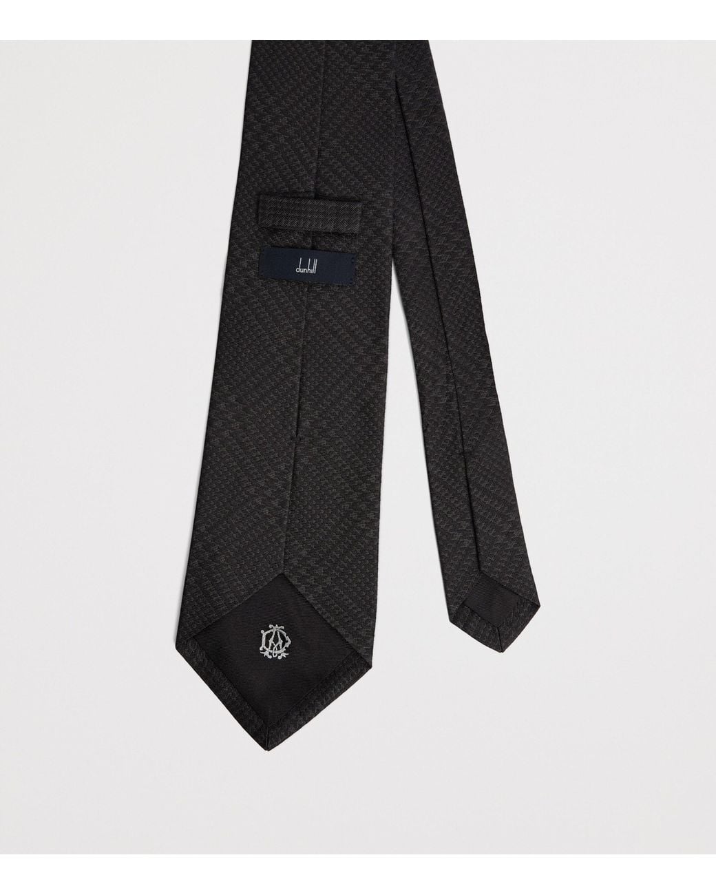 Dunhill Black Silk Printed Tie for men