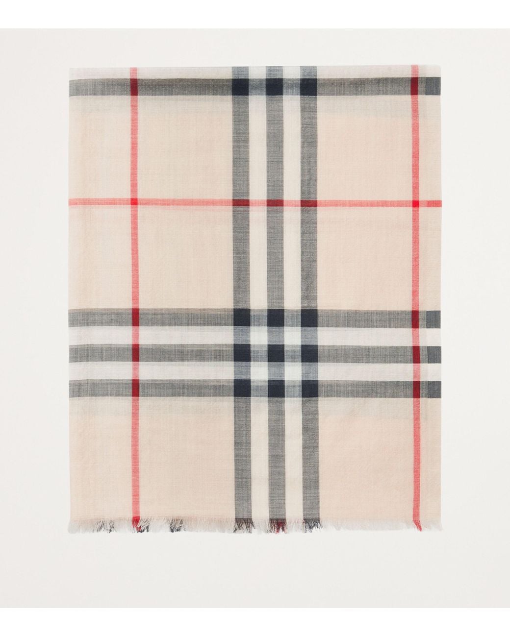 Burberry White Wool-Silk Check Scarf