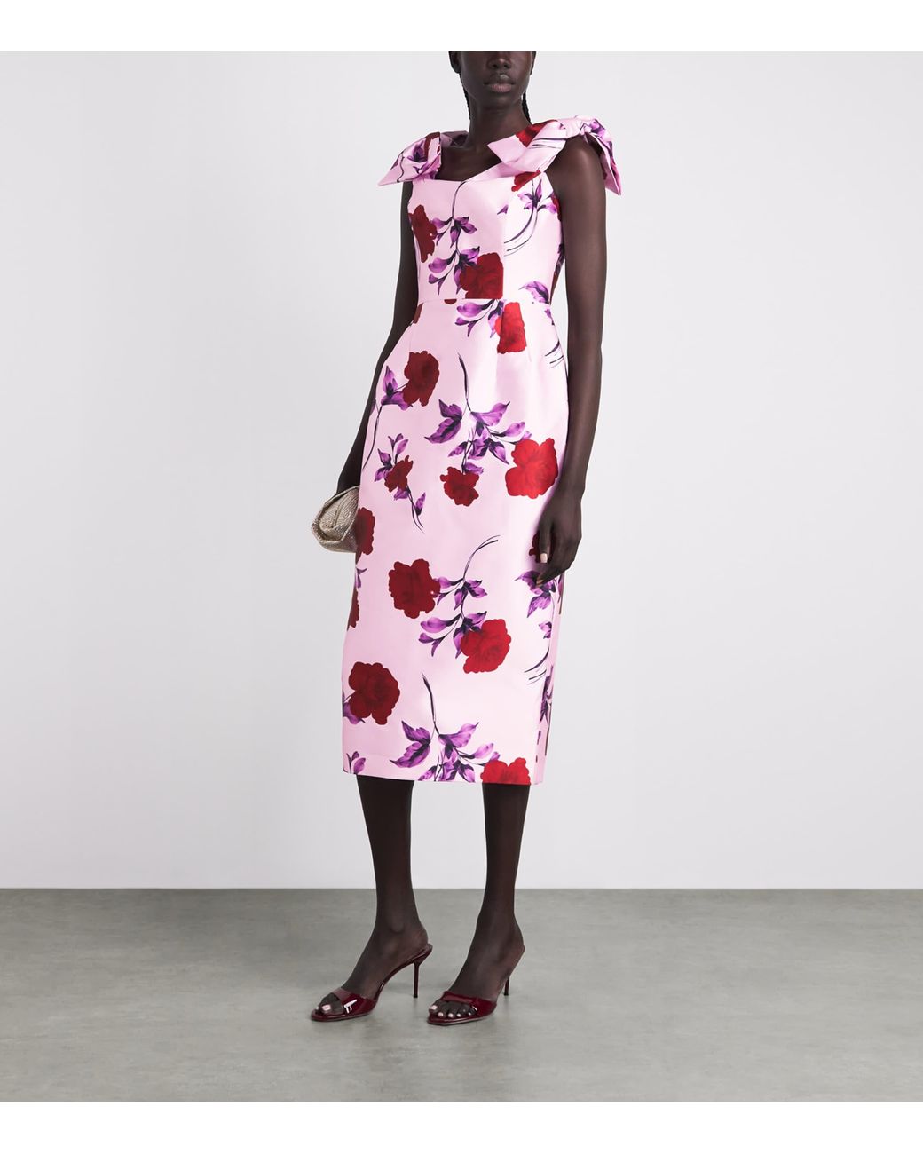 Rebecca Vallance Pink Off-Shoulder Melora Midi Dress