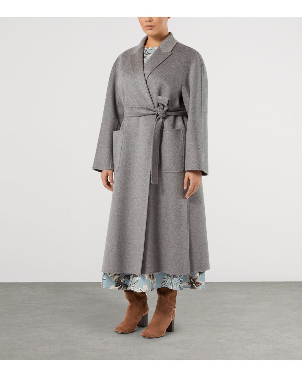 Marina Rinaldi Gray Cashmere Belted Coat