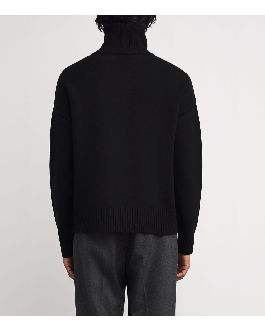 AMI Black Virgin Wool Ami De Coeur Rollneck Sweater for men